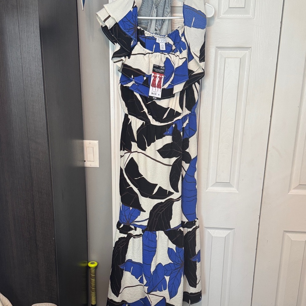 Sofia by Sofia Vergara Blue and Black Maxi Dress